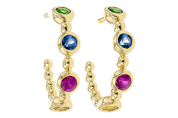 B275-73370: EARR .68 TW MULTI-COLOR SAPPH & GREEN GARNET