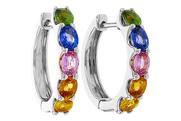 C274-85207: EARRINGS 2.20 TW MULTI-COLOR SAPPHIRE