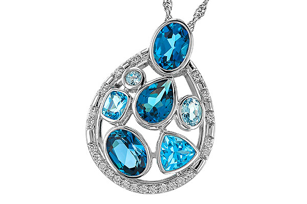 C274-87952: NECKLACE 3.23 TW BLUE TOPAZ 3.38 TGW