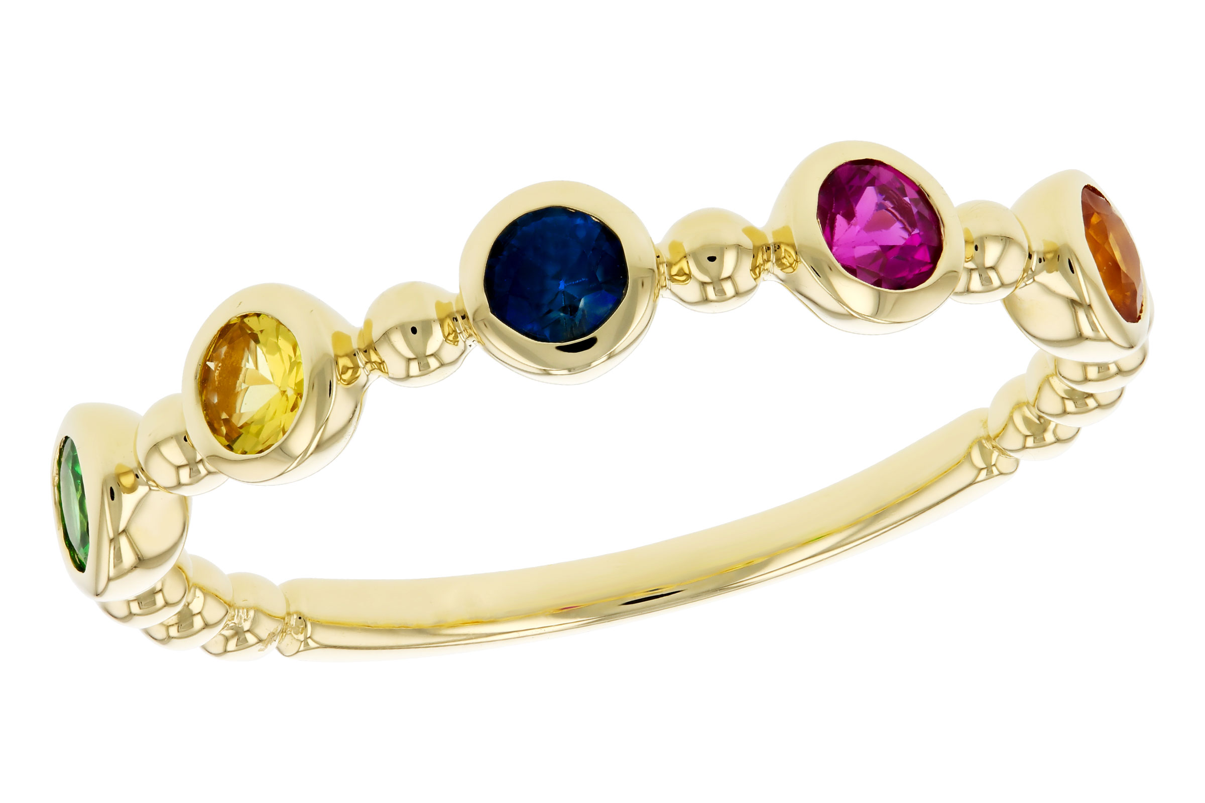C275-73370: LDS WED RG .52 TW MULTI-COLOR SAPPH & GREEN GARNET