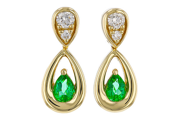 D274-86143: EARRINGS .20 EMERALD .32 TGW (4x3 EMER)