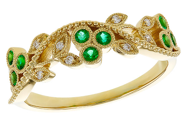 D274-90643: LDS WED RG .17 EMERALD TW .23 TGW
