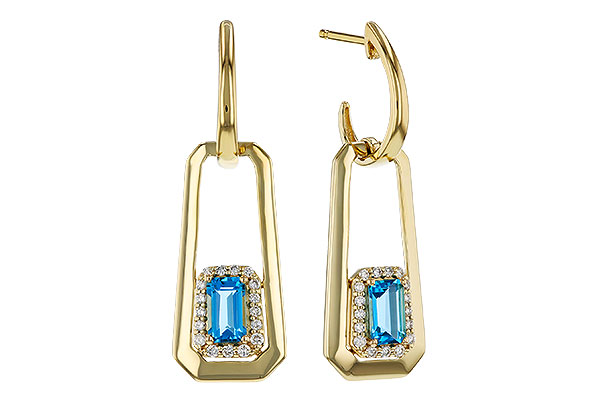 F274-90697: EARRING .66 TW BLUE TOPAZ .80 TGW (5x3MM BT)