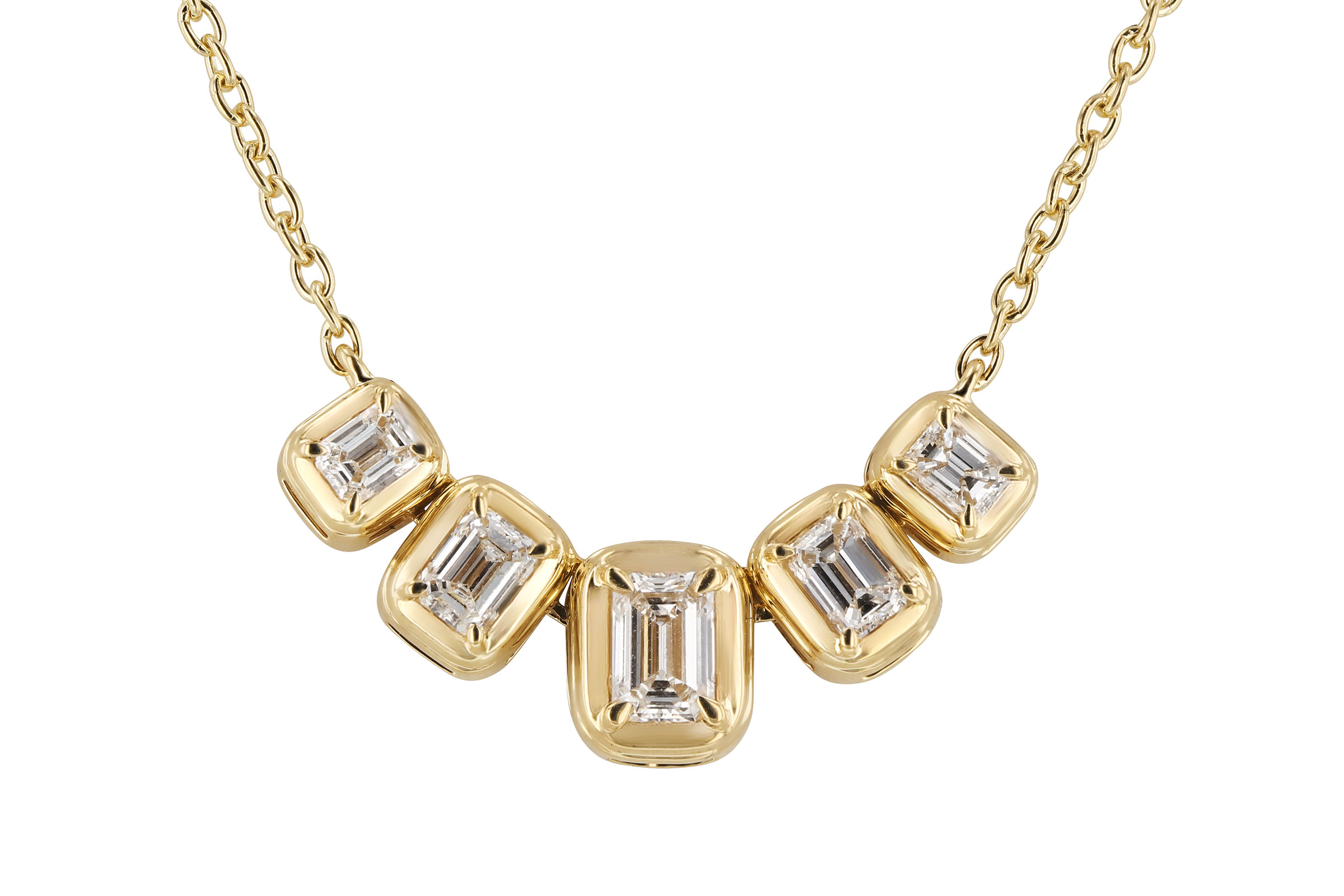 F275-76106: NECKLACE .87 TW EMERALD CUT DIA (18")