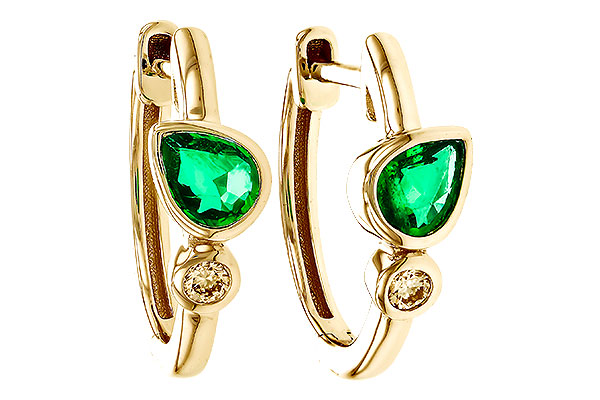 H274-87088: EARRINGS .38 TW EMERALD .44 TGW