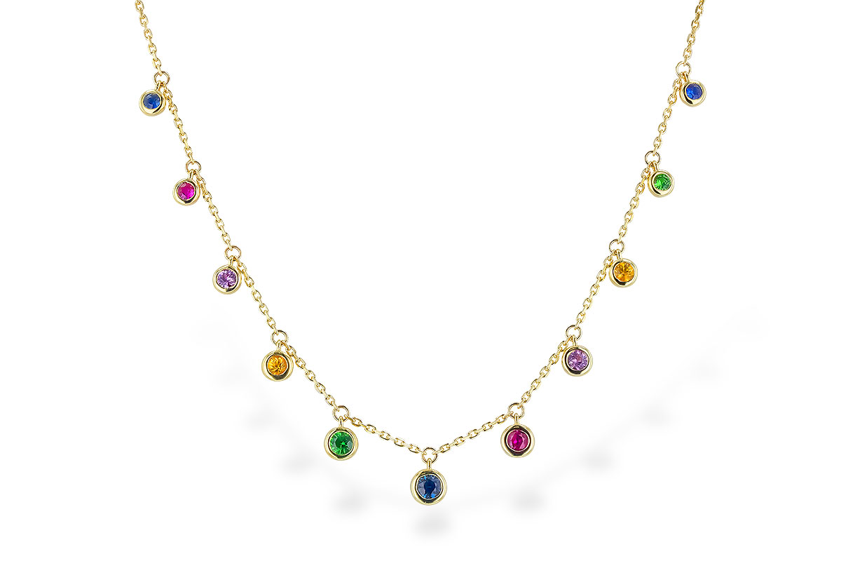 K273-97942: NECK .90 TW MULTI-COLOR SAPPH & GREEN GARNET (18")