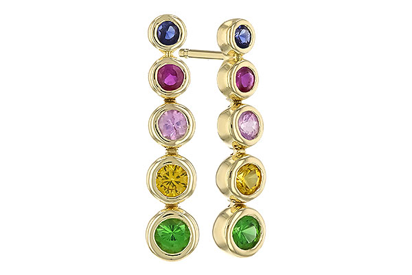 K273-99815: EARR .60 TW MULTI-COLOR SAPPH & GREEN GARNET