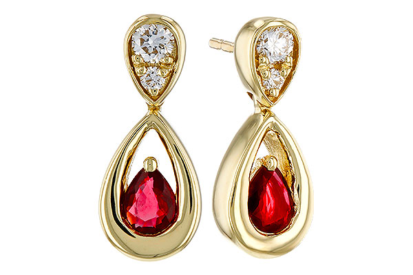 K274-85224: EARRINGS .40 RUBY .52 TGW (4x3 RUBY)