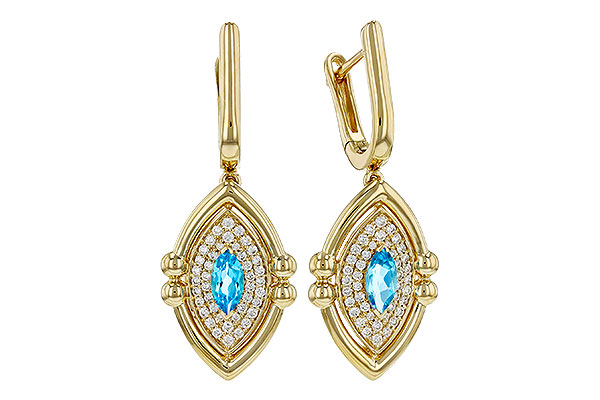 K275-73415: EARRINGS .50 TW BLUE TOPAZ .78 TGW (6x3MM BT)