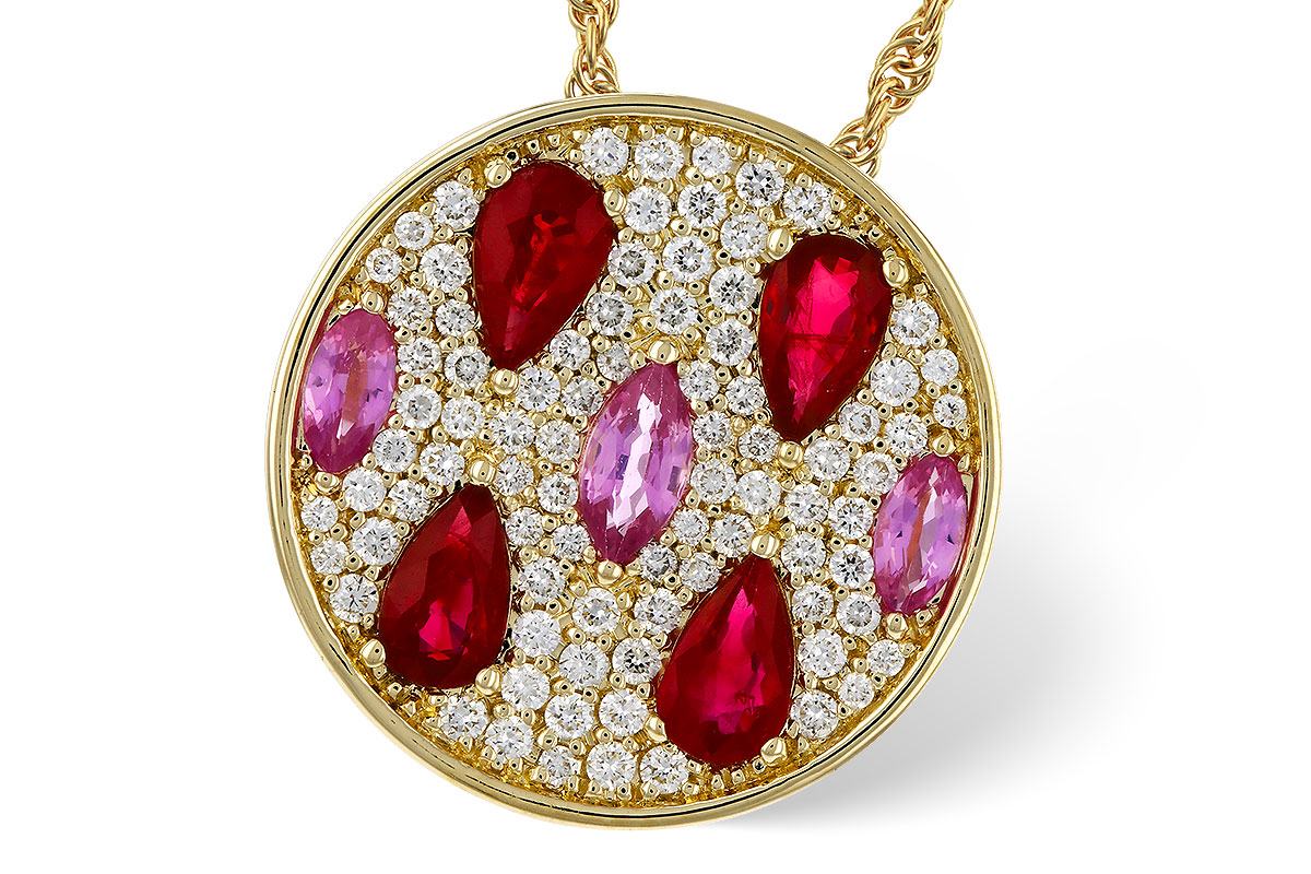 M274-90651: NECK 1.42 TW PRECIOUS (RUBY & PINK SAPP) 1.82 TGW